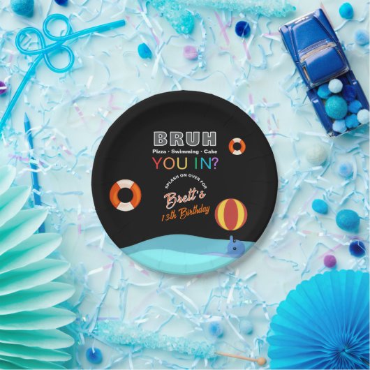 Bruh Pool Party Birthday  Papieren Bordje (Feest)
