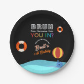 Bruh Pool Party Birthday  Papieren Bordje (Voorkant)