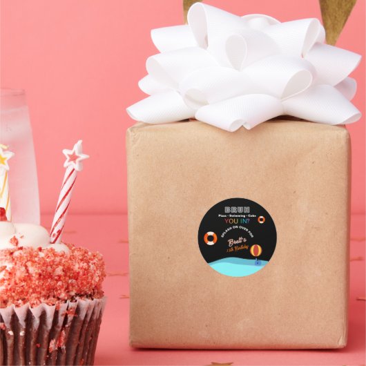 Bruh Pool Party Birthday  Ronde Sticker (Feest)