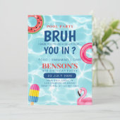 Bruh Pool Party Jongen Verjaardag Kaart (Staand voorkant)