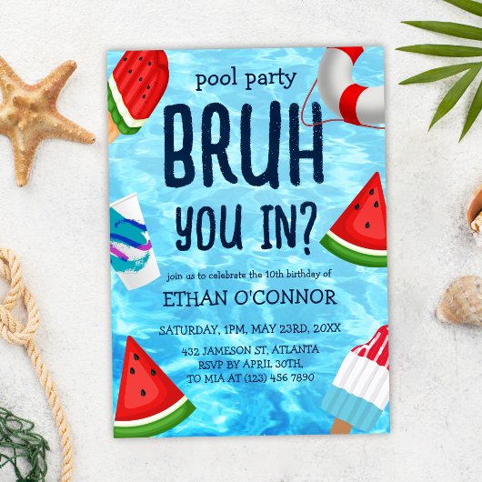 Bruh Pool Party Jongen Verjaardag Kaart