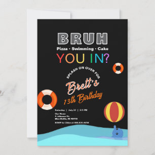 Bruh Pool Party Uitnodiging voor verjaardag