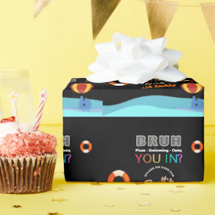 Bruh Pool Party Verjaardag Cadeaupapier