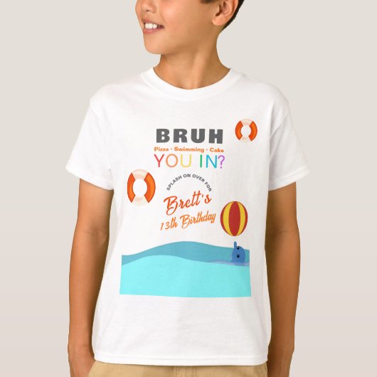 Bruh Pool Party Verjaardag kinderen T-shirt (Voorkant)
