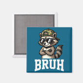 Bruh Raccoon Camo Hat Funny Youth Teens Kids Slang Magneet (Voorkant / Achterkant)