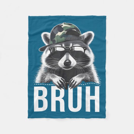 Bruh Raccoon Trash Racoon Camo Hat Youth Teens Kid Fleece Deken (Voorkant)