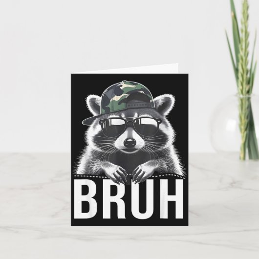 Bruh Raccoon Trash Racoon Camo Hat Youth Teens Kid Kaart (Voorkant)
