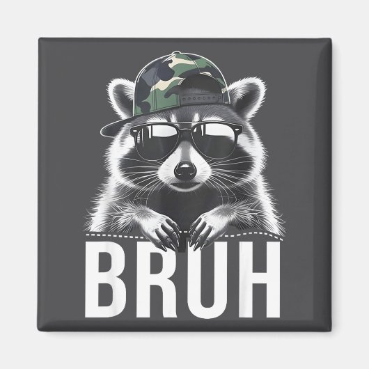 Bruh Raccoon Trash Racoon Camo Hat Youth Teens Kid Magneet (Voorkant)