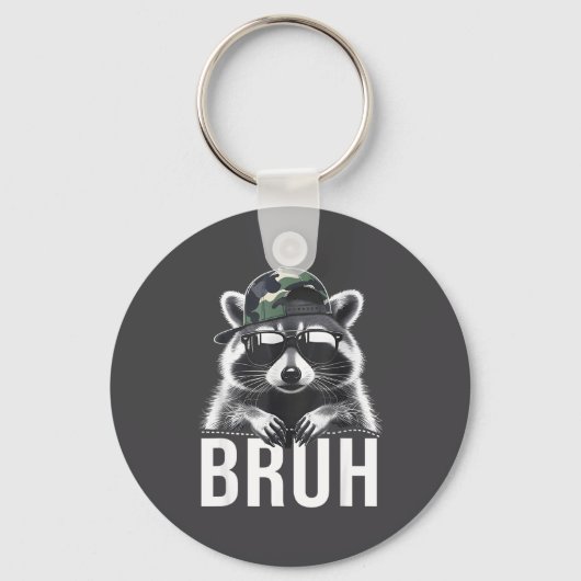 Bruh Raccoon Trash Racoon Camo Hat Youth Teens Kid Sleutelhanger (Voorkant)
