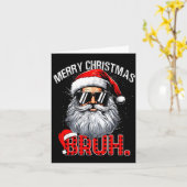Bruh Santa Hat Funny Christmas Red Plaid Men Boys  Kaart (Gele Bloem)