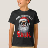 Bruh Santa Hat Funny Christmas Red Plaid Men Boys  T-shirt (Voorkant)