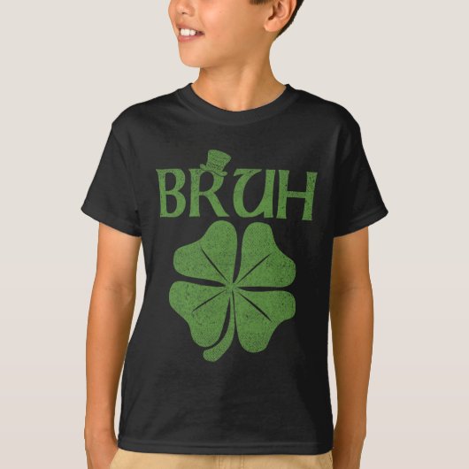 Bruh Shamrock Klaver St. Patrick's Day Mannen Boy T-shirt (Voorkant)