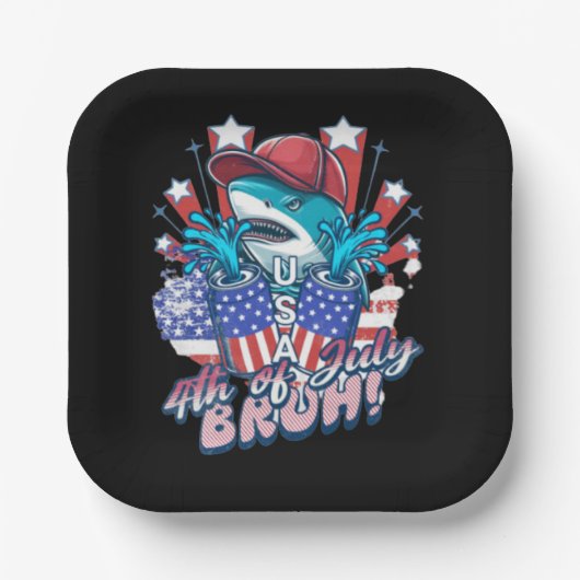 Bruh Shark 4 juli Papieren Bordje (Voorkant)