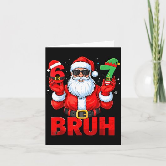 Bruh Six Seven 67 Meme 6 7 Elf Santa Christmas Paj Kaart (Voorkant)