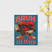 Bruh Six Seven Valentine Cute Heart 67 Meme Boys G Kaart (Gele Bloem)