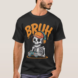 Bruh Skelet Gamer Halloween T-Shirt – Grappige Vid