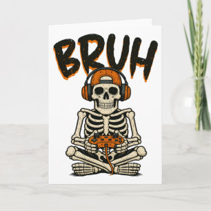 Bruh Skeleton Gamer Grappig Halloween Video Gaming Kaart