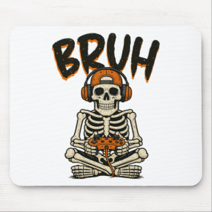 Bruh Skeleton Gamer Grappig Halloween Video Gaming Muismat
