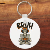 Bruh Skeleton Gamer Grappig Halloween Video Gaming Sleutelhanger (Voorkant)