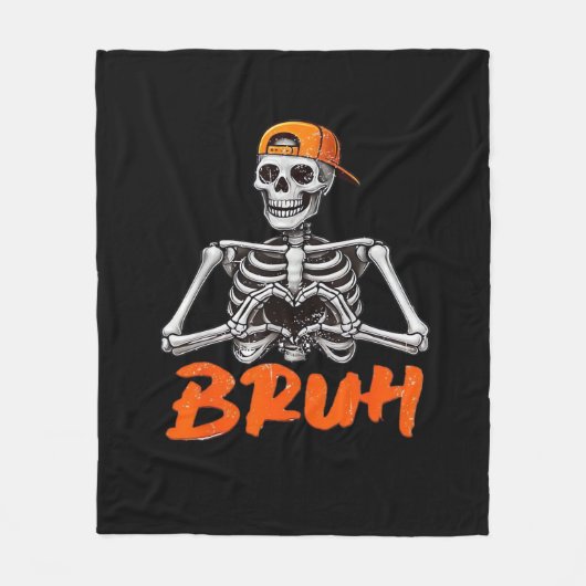 Bruh Skeleton Hand Hart Halloween Kostuums Mannen  Fleece Deken (Voorkant)