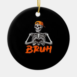Bruh Skeleton Hand Hart Halloween Kostuums Mannen Keramisch Ornament