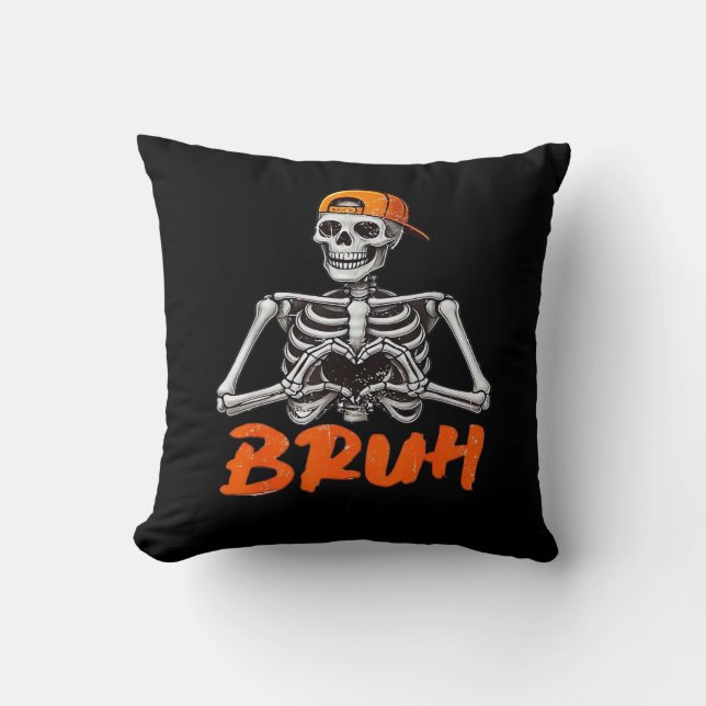 Bruh Skeleton Hand Hart Halloween Kostuums Mannen  Kussen (Voorkant)