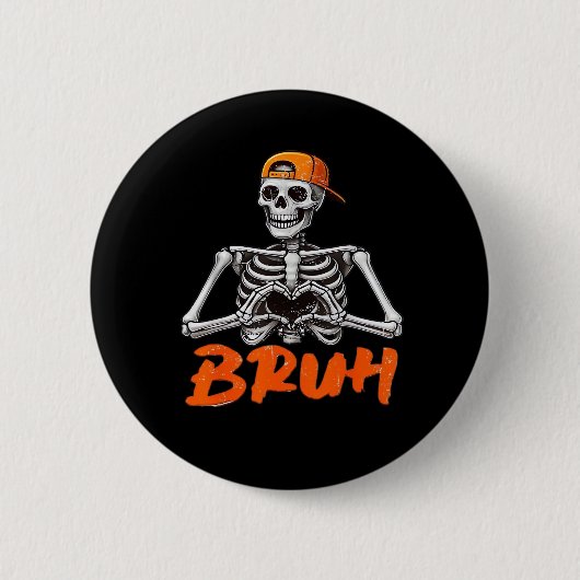 Bruh Skeleton Hand Hart Halloween Kostuums Mannen  Ronde Button 5,7 Cm (Voorkant)