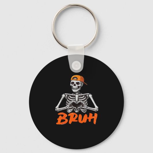Bruh Skeleton Hand Hart Halloween Kostuums Mannen Sleutelhanger (Voorkant)