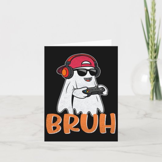Bruh Spooky Boo Halloween Kostuum Gamer Gaming Man Kaart (Voorkant)