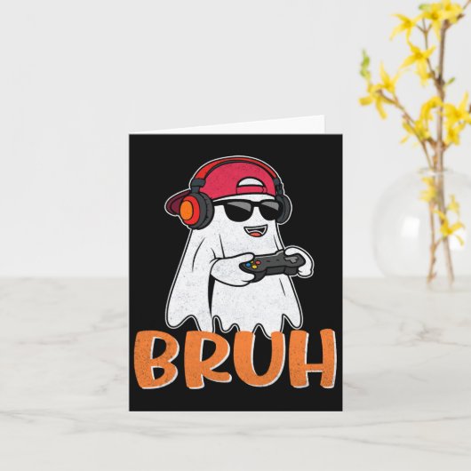 Bruh Spooky Boo Halloween Kostuum Gamer Gaming Man Kaart (Gele Bloem)