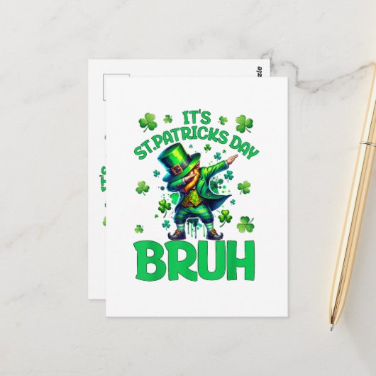 Bruh St. Patrick's Dag Briefkaart (Voorkant / Achterkant in situ)