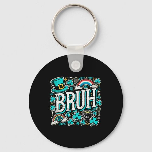 Bruh St Patricks Day Boys St Pats Bruh Meme 1 Sleutelhanger (Voorkant)