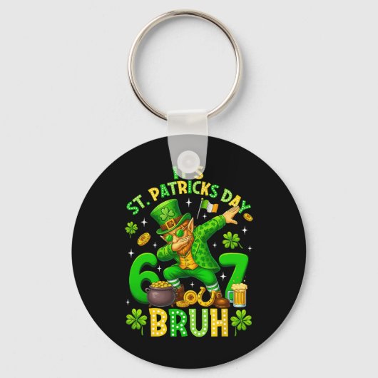 Bruh St. Patrick's Day Meme Zes Zeven Dabbing Lepr Sleutelhanger (Voorkant)