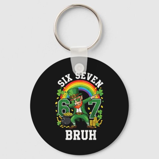 Bruh st patricks day zes zeven 67 kabouter gelukki sleutelhanger (Voorkant)