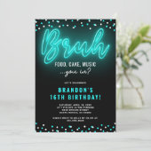 BRUH Teen Boy Neon Verjaardagsfeestje Kaart (Staand voorkant)