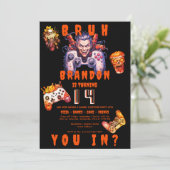 BRUH Teen Halloween Verjaardag Videospel Sleepover Kaart (Staand voorkant)