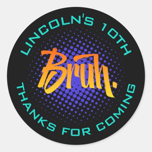 Bruh Tiener Jongen Verjaardag Sticker (Voorkant)