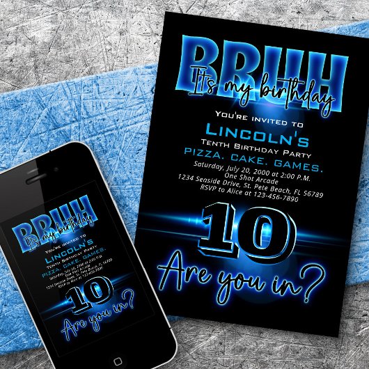 bruh tiener jongen verjaardag uitnodiging