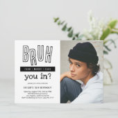 Bruh Tiener Jongen Verjaardagsfeestje Kaart (Staand voorkant)