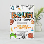 Bruh tiener verjaardagsfeest uitnodiging (Staand voorkant)