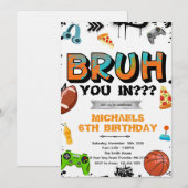 Bruh tiener verjaardagsfeest uitnodiging (Voorkant / Achterkant)