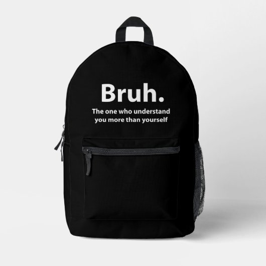 Bruh Typografie Bruh Bedrukte Rugzak (Voorkant)