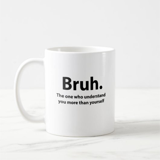 Bruh Typography Bruh Koffiemok (Links)