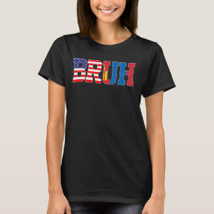 Bruh USA Mongolië Country Flag Amerikaanse Mongool T-shirt