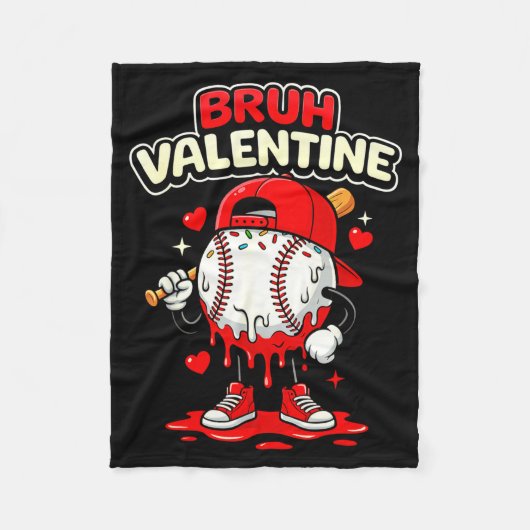 Bruh Valentijn Baseball Drip Ijs Apparel Heren Fleece Deken (Voorkant)