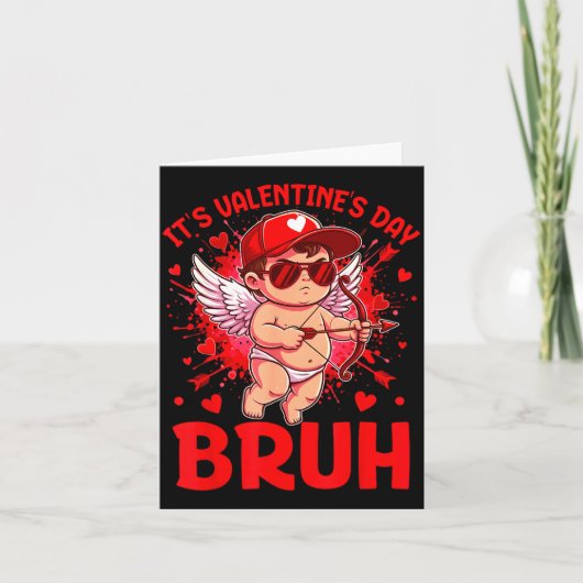 Bruh Valentines Day Boys Kids Funny Heart Valentin Kaart (Voorkant)