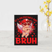 Bruh Valentines Day Boys Kids Funny Heart Valentin Kaart (Gele Bloem)