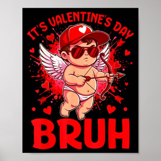 Bruh Valentines Day Boys Kids Funny Heart Valentin Poster (Voorkant)