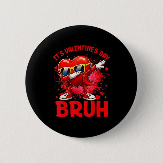 Bruh Valentines Day Boys Kids Funny Heart Valentin Ronde Button 5,7 Cm (Voorkant)