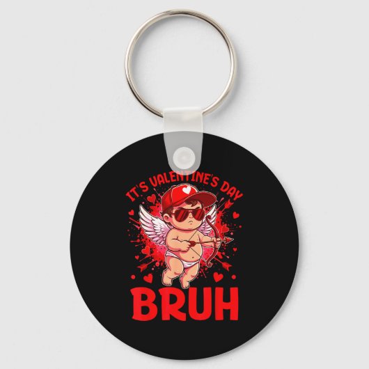 Bruh Valentines Day Boys Kids Funny Heart Valentin Sleutelhanger (Voorkant)